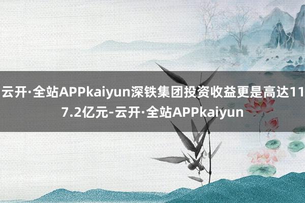 云开·全站APPkaiyun深铁集团投资收益更是高达117.2亿元-云开·全站APPkaiyun