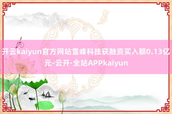 开云kaiyun官方网站雪峰科技获融资买入额0.13亿元-云开·全站APPkaiyun