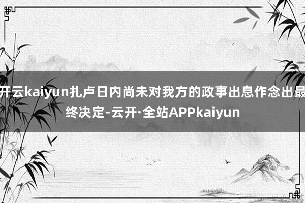 开云kaiyun扎卢日内尚未对我方的政事出息作念出最终决定-云开·全站APPkaiyun